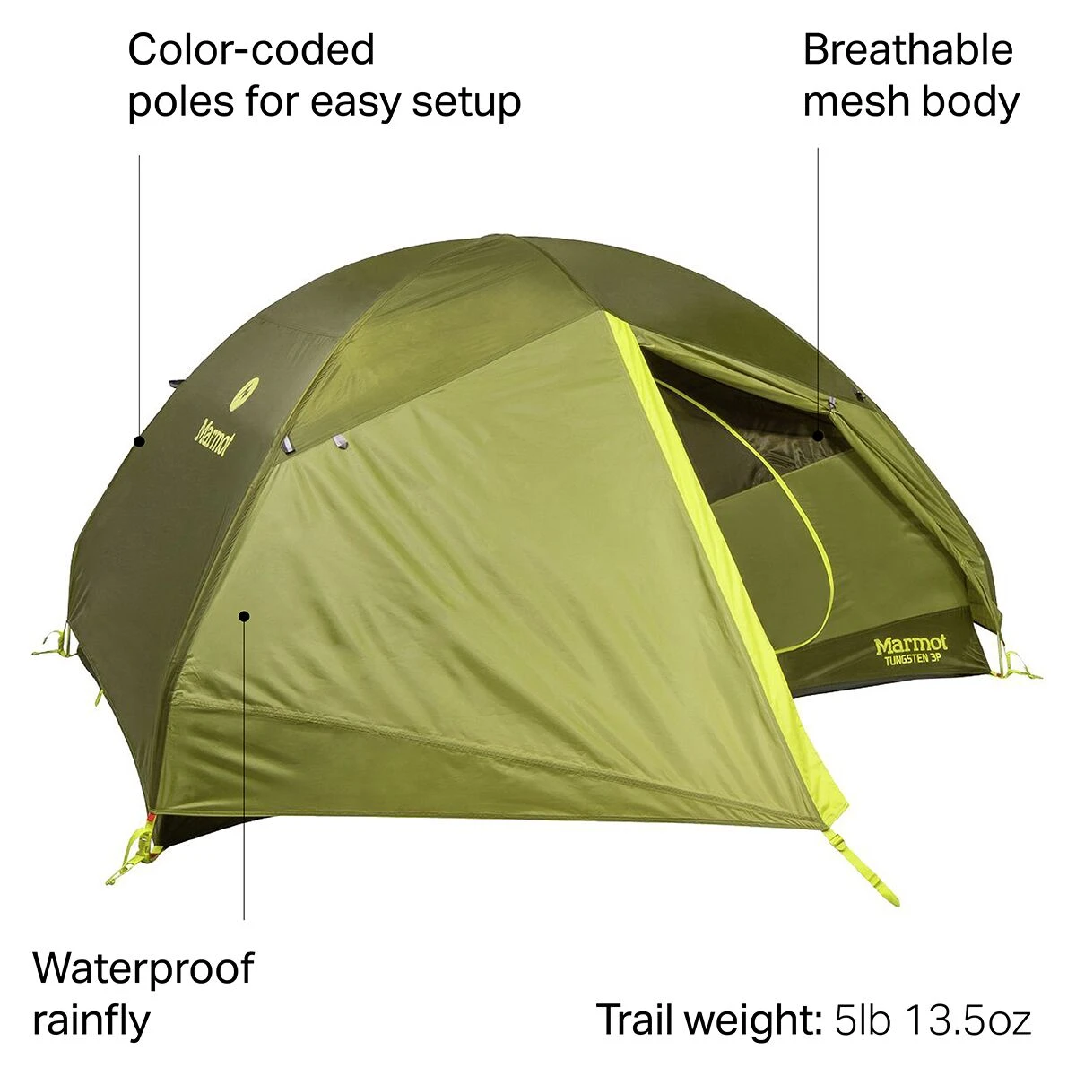 Marmot 3-Season Backpacking Tents Tungsten Tent: 3 Person 3 Season 4 Marmot 3-Season Backpacking Tents Tungsten Tent: 3 Person 3 Season - Image 2