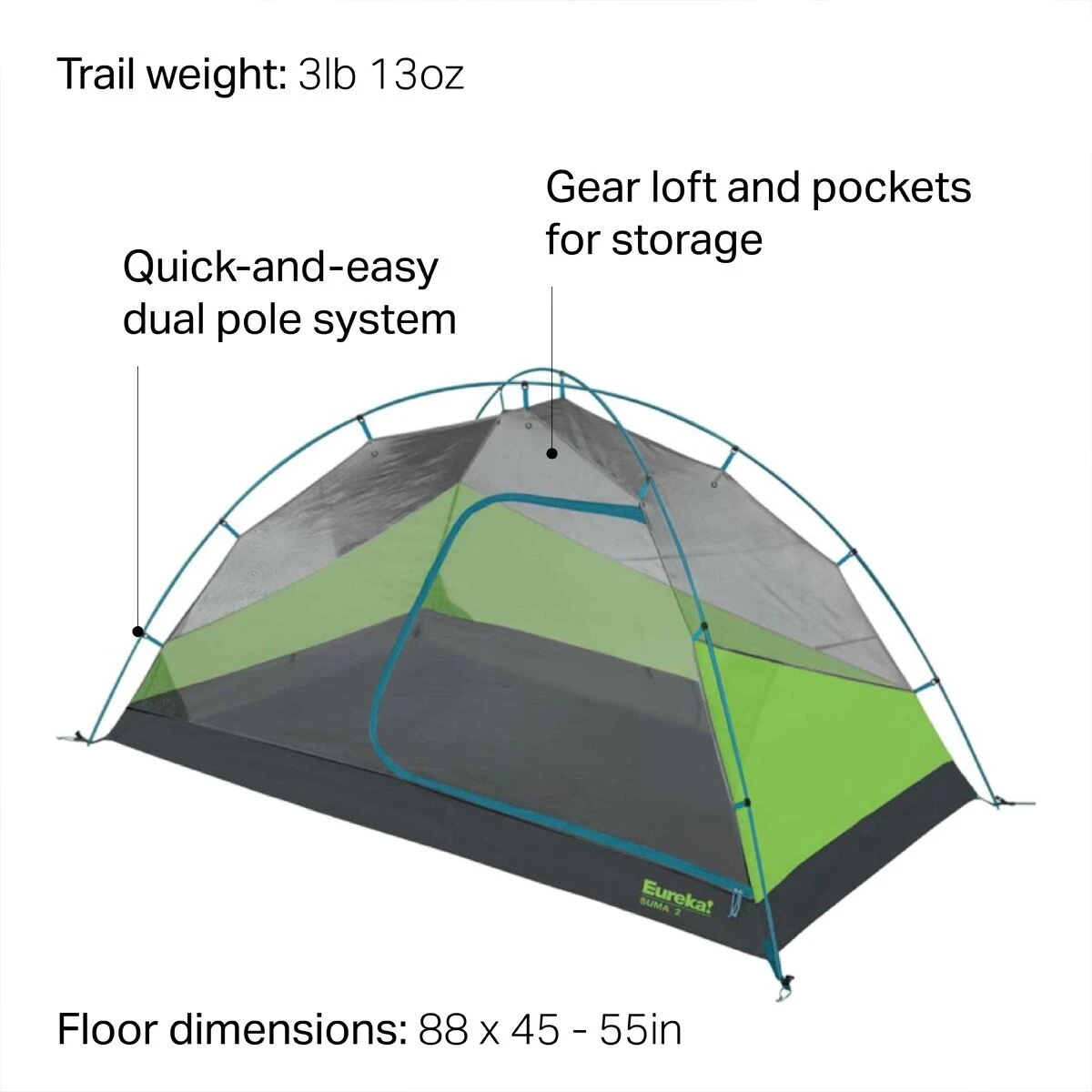 Eureka 3-Season Backpacking Tents Suma Tent: 2 Person 3 Season 7 Eureka 3-Season Backpacking Tents Suma Tent: 2 Person 3 Season - Image 5