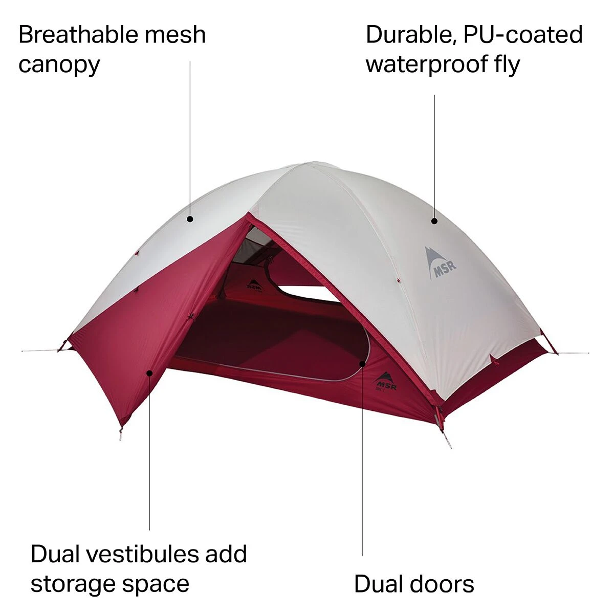 MSR 3-Season Backpacking Tents Zoic Tent: 2 Person 3 Season 4 MSR 3-Season Backpacking Tents Zoic Tent: 2 Person 3 Season - Image 2