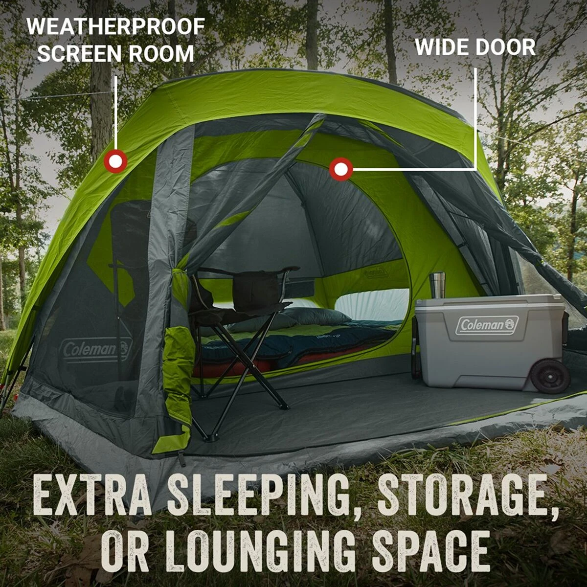 Coleman 3-Season Family & Campground Tents Skydome Screen Room Tent: 6 Person 3 Season 7 Coleman 3-Season Family & Campground Tents Skydome Screen Room Tent: 6 Person 3 Season - Image 5